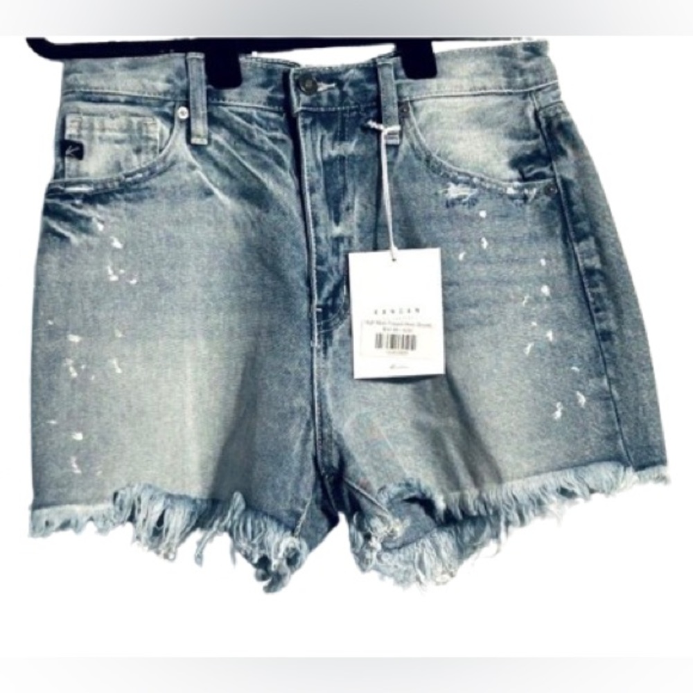 NWT KANCAN Jean Shorts Distressed Frayed Denim Blue High Rise Designer Small 5